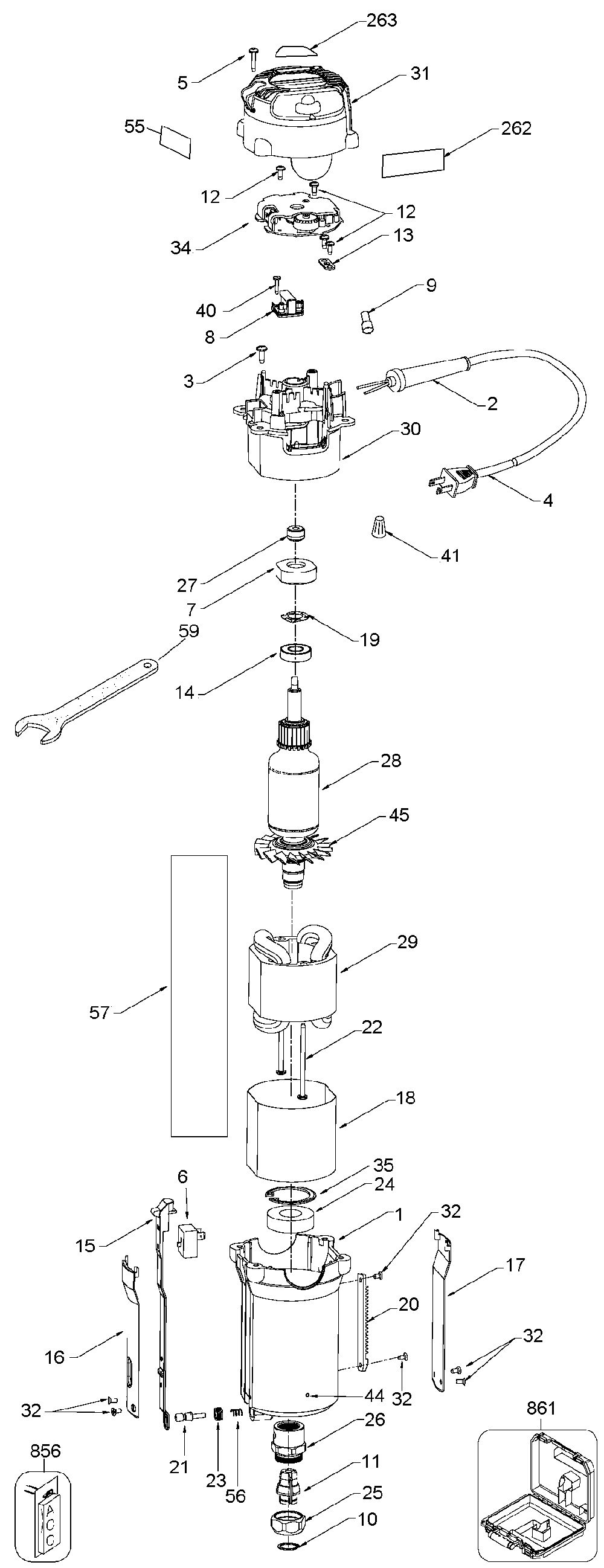 Page A Diagram and Parts List for 8902 Type 2 Porter Cable Router